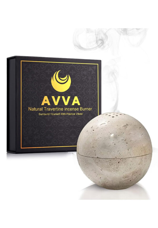 Handmade Natural Marble Round Incense Burner for Meditation - Image 3