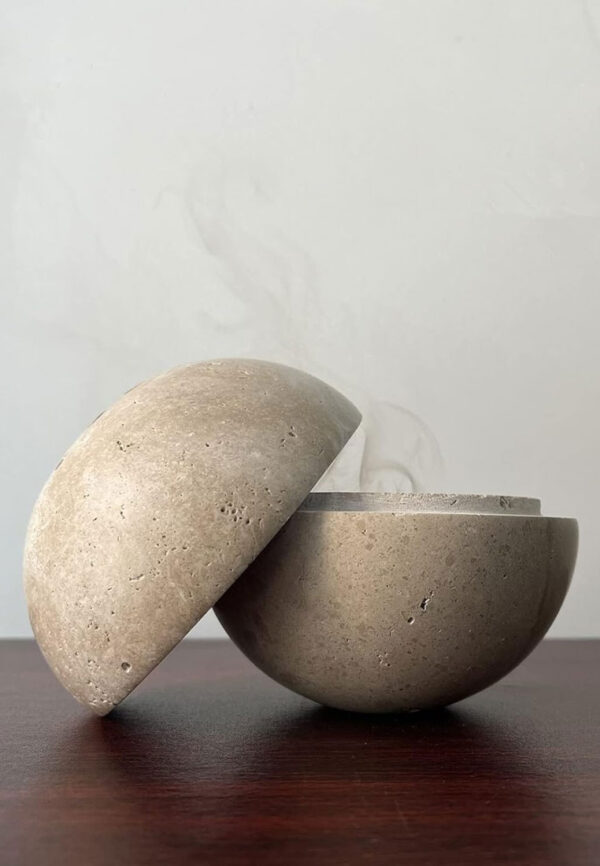 Handmade Natural Marble Round Incense Burner for Meditation - Image 2