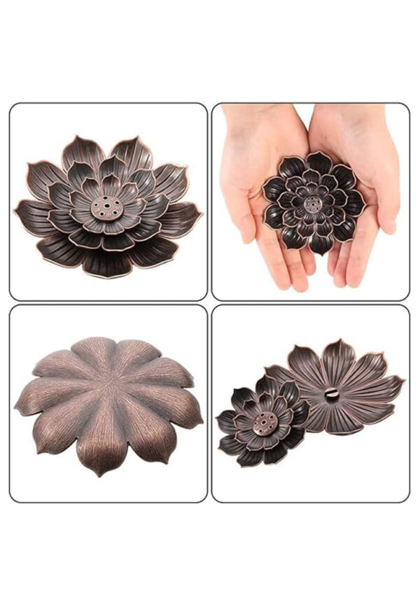Lotus Incense Holder Brass Stick with Detachable Ash Catcher - Image 3